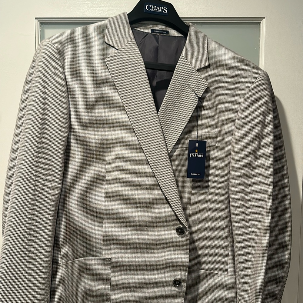 Linen/cotton , 48 REG men’s blazer , Charcoal Houndstooth color